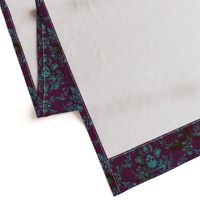 Teal on Plum Damask Distressed