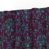 Teal on Plum Damask Distressed