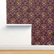 Plum Damask Skull Distressed