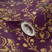 Plum Damask Skull Distressed