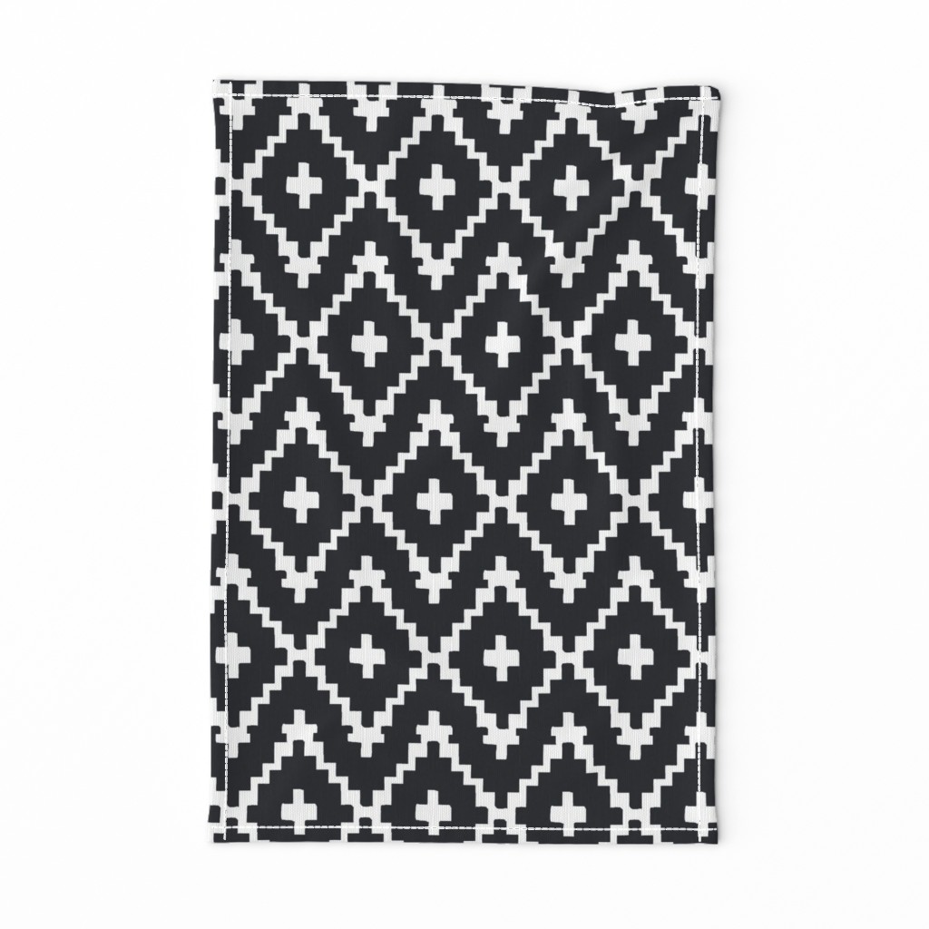 Southwest Diamond Chevron _ White on black