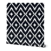 Southwest Diamond Chevron _ White on black