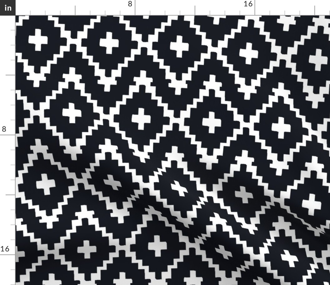 Southwest Diamond Chevron _ White on black