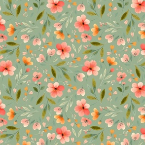 Cheerful peach spring floral