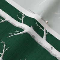 Infinity Trees White on Emerald Linen