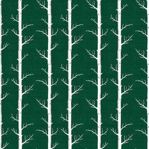 Infinity Trees White on Emerald Linen