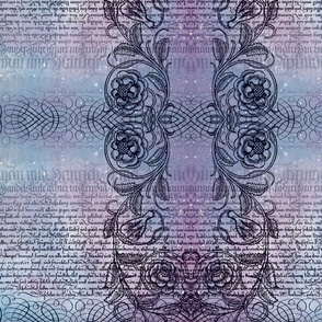 Just the text, scrollwork, and roses