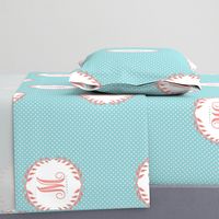 Monogram in Turquoise and Coral 