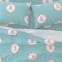 Monogram in Turquoise and Coral 