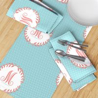 Monogram in Turquoise and Coral 