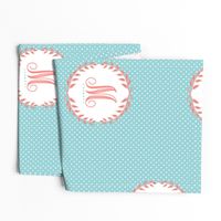 Monogram in Turquoise and Coral 