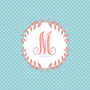 Monogram in Turquoise and Coral 