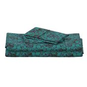 Purple on Teal Damask Skull Distressed