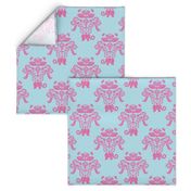 Elephants In My Garden Damask in pink and aqua