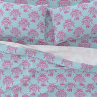 Elephants In My Garden Damask in pink and aqua