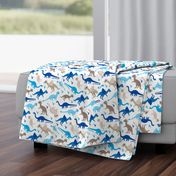 Baby blue Dinosaur cool tossed dino print for boys