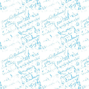 French Script blue on white