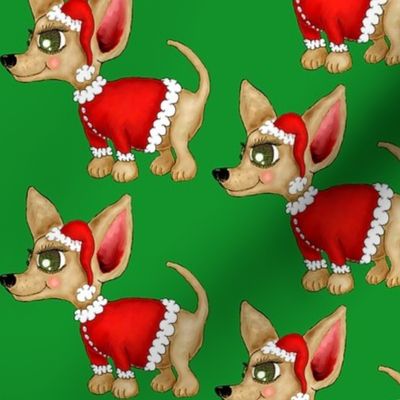 Christmas Chihuahua or Merry Chi-mas! green background