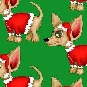 Christmas Chihuahua or Merry Chi-mas! green background