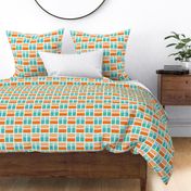 chequer in orange blue 