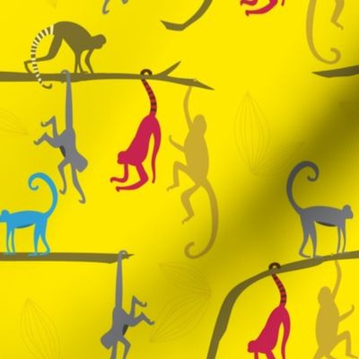 Jungle Monkeys in primary nursery colors