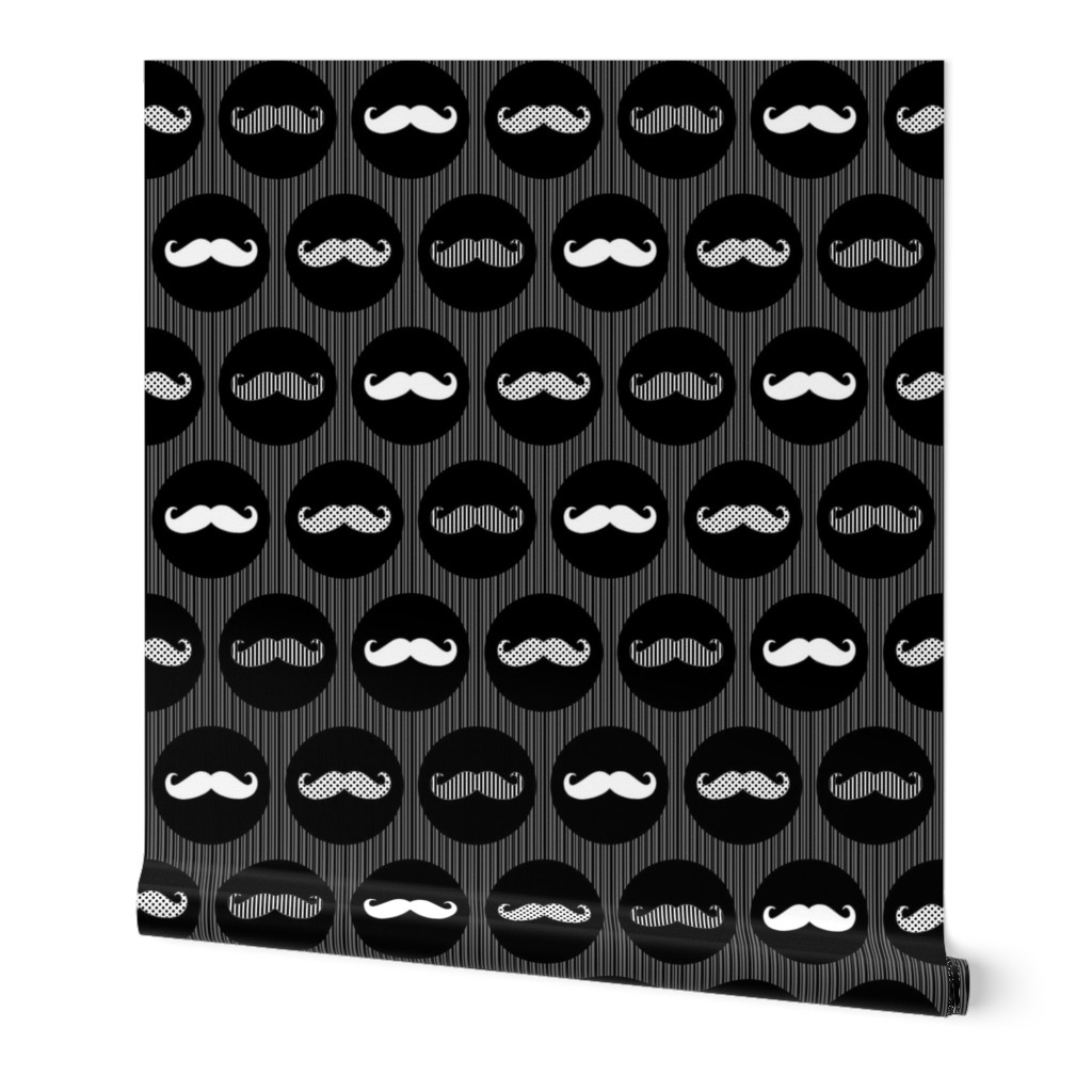 Nice Tache Moustache Mustache Black and Grey Print