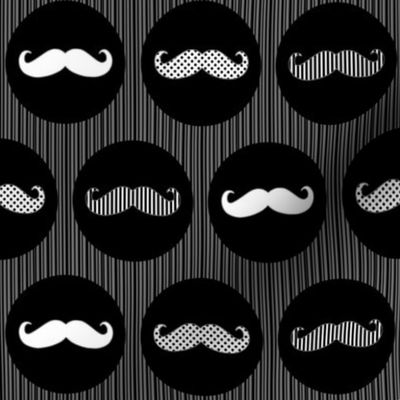 Nice Tache Moustache Mustache Black and Grey Print