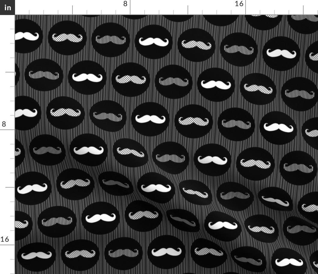 Nice Tache Moustache Mustache Black and Grey Print