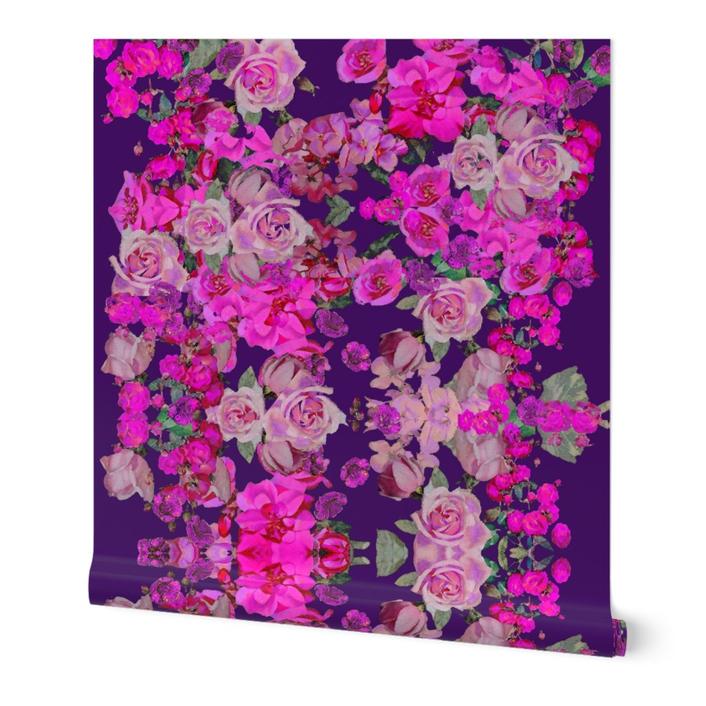 Vintage inspired floral in Hot Pink and Eggplant