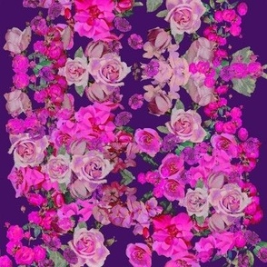 Vintage inspired floral in Hot Pink and Eggplant