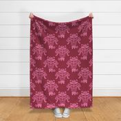 Elephants in My Garden Linen Berry Damask (large scale)