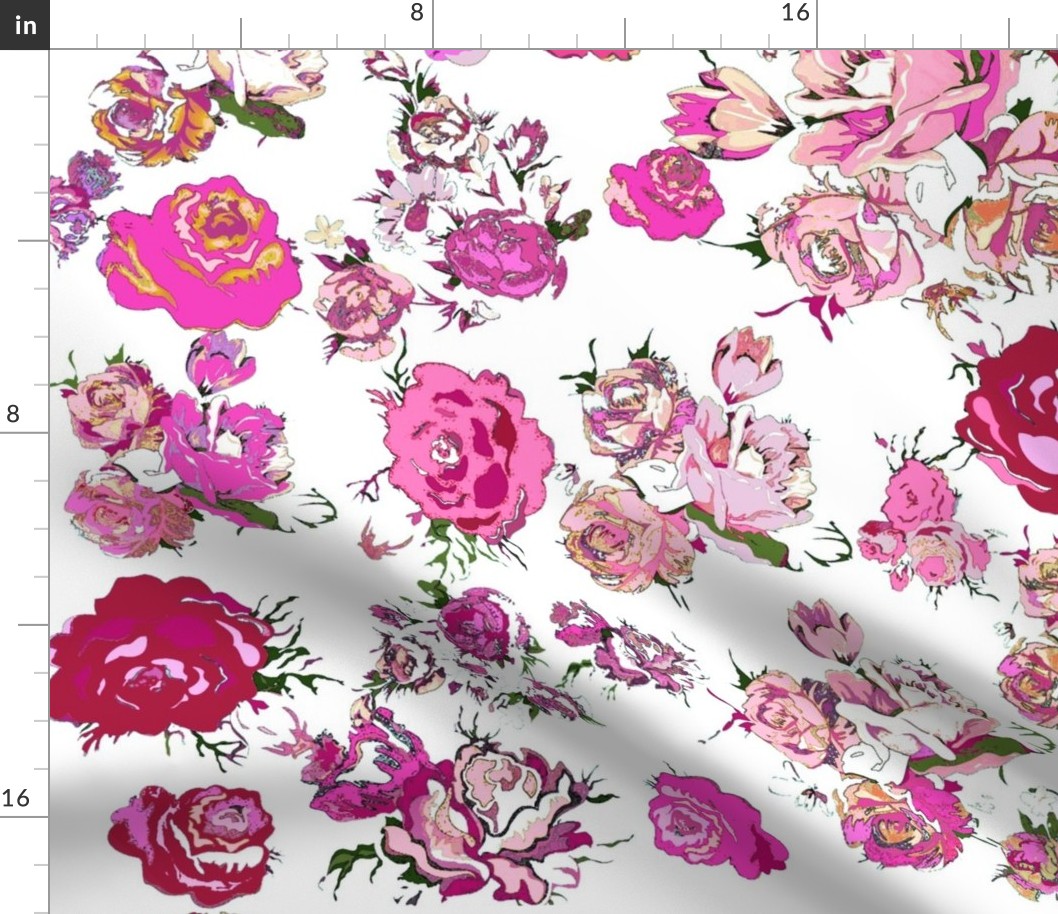 Vintage Floral with Hot Pink & Magenta // White