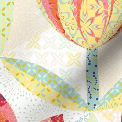 hexagon block tulip cheater quilt - (large) yardage