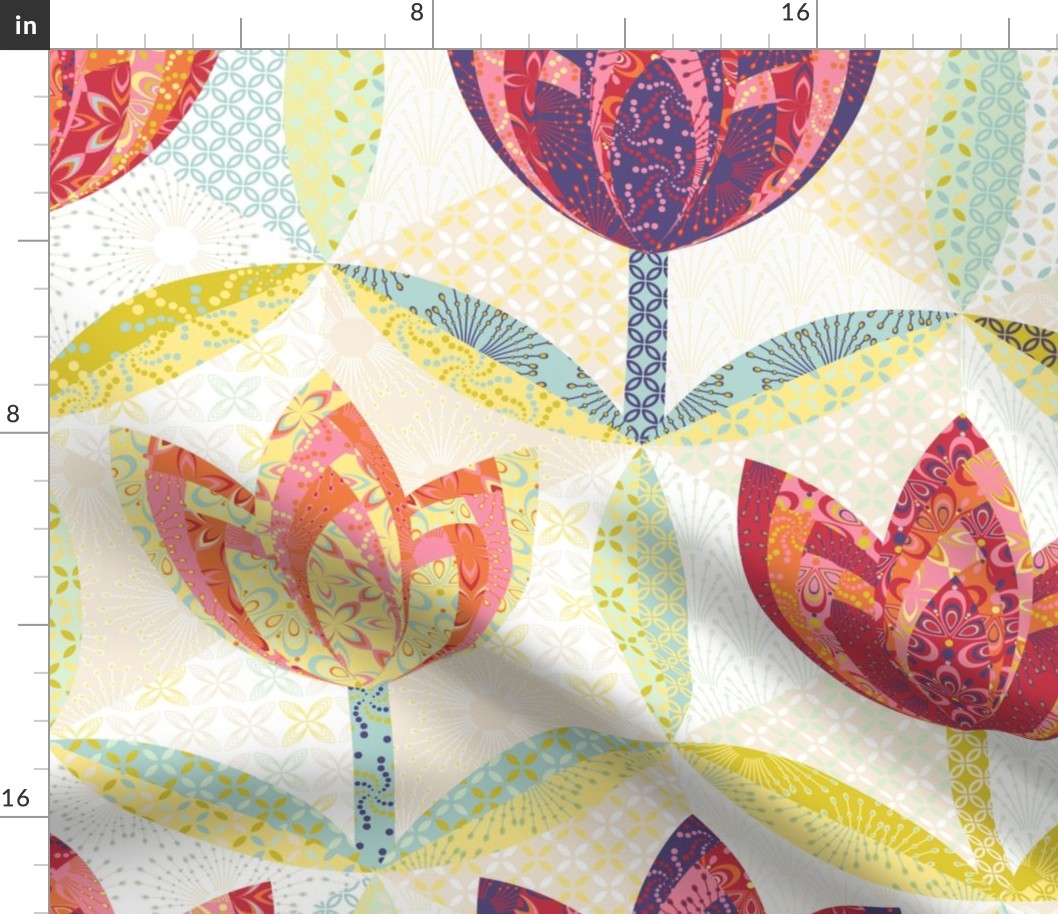 hexagon block tulip cheater quilt - (large) yardage