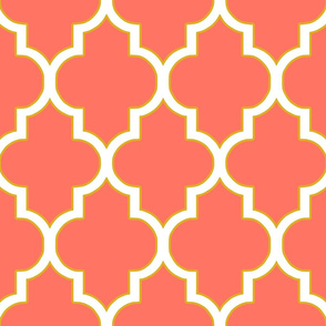 Quatrefoil in Coral and Gold
