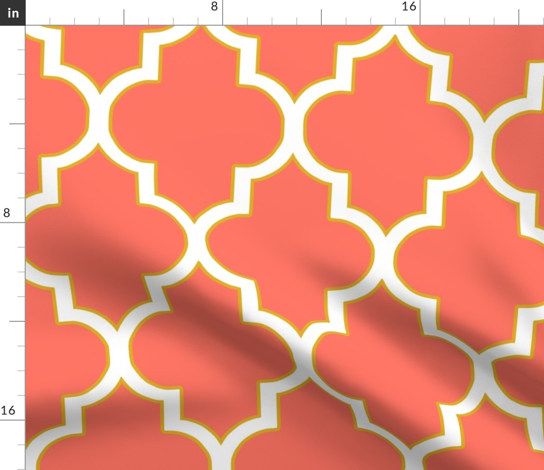 Quatrefoil in Coral and Gold