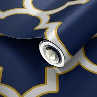 Quatrefoil in Navy and Gold