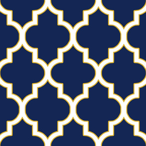 Quatrefoil in Navy and Gold