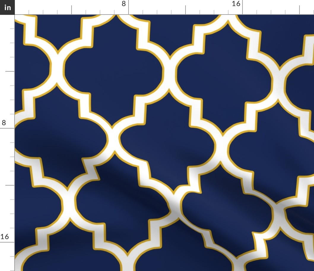 Quatrefoil in Navy and Gold