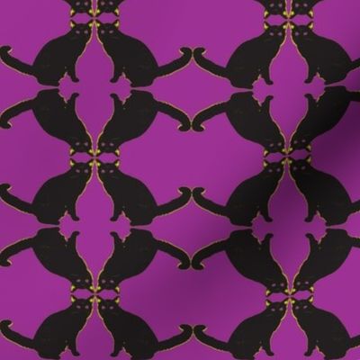 batty cat purple green