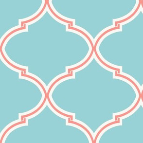 Lily Trellis in Turquoise and Coral 