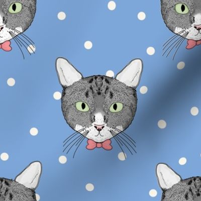 Polka Cats Blue