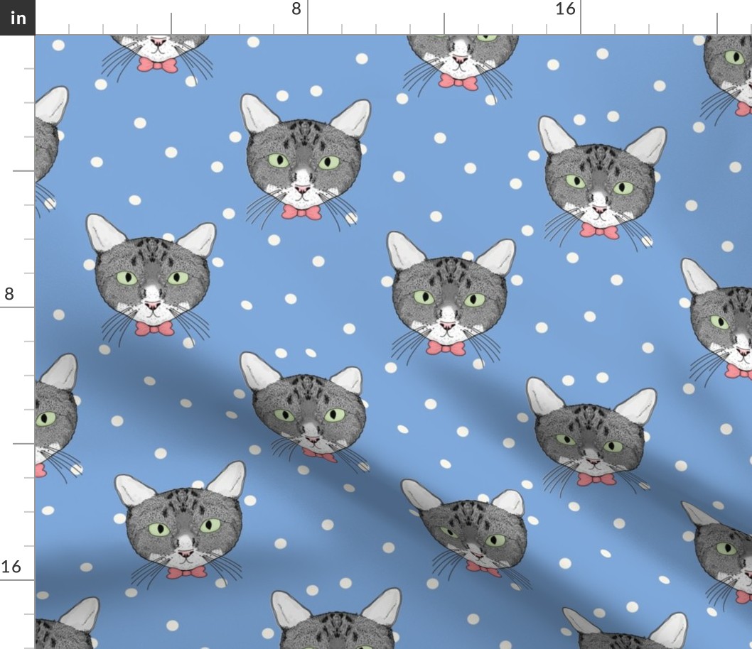 Polka Cats Blue