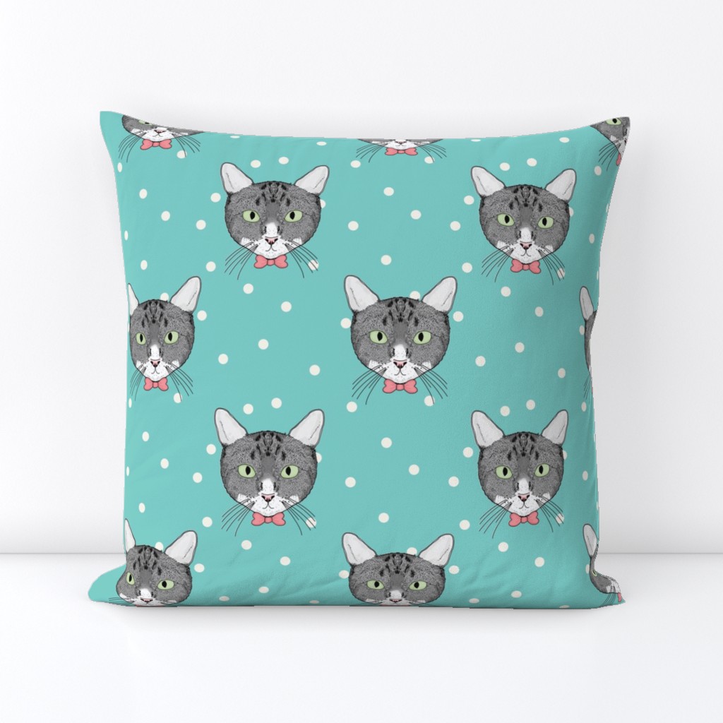 Polka Cats Green