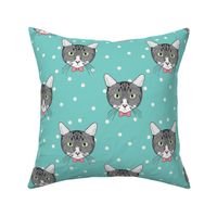 Polka Cats Green