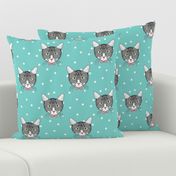 Polka Cats Green