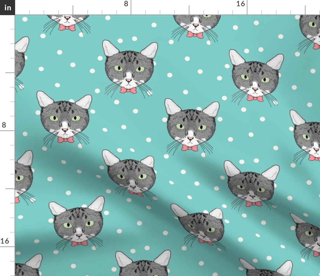 Polka Cats Green