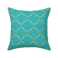 Luna Moth Quatrefoil in Turquoise