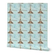 Paris Vintage French Wirting Aqua