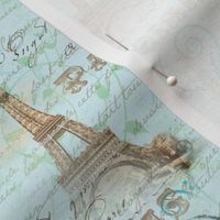 Vintage Paris French Words Aqua